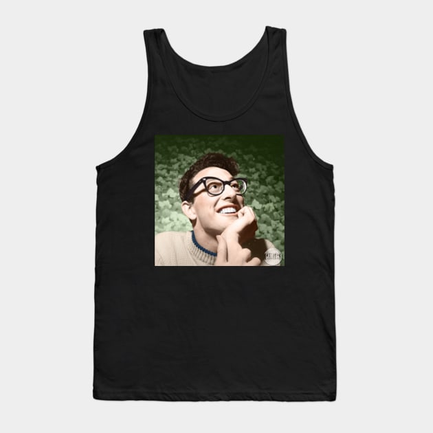 Buddy Holly - 1958 Colorized Sticker Tank Top by Laurynsworld